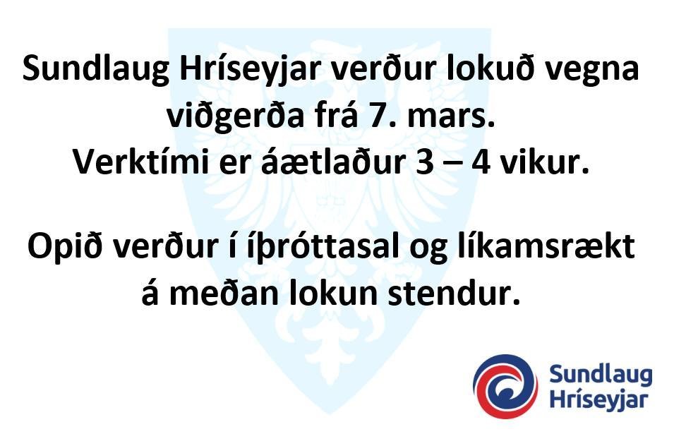 Tilkynning frá Íþróttamiðstöð Hríseyjar
