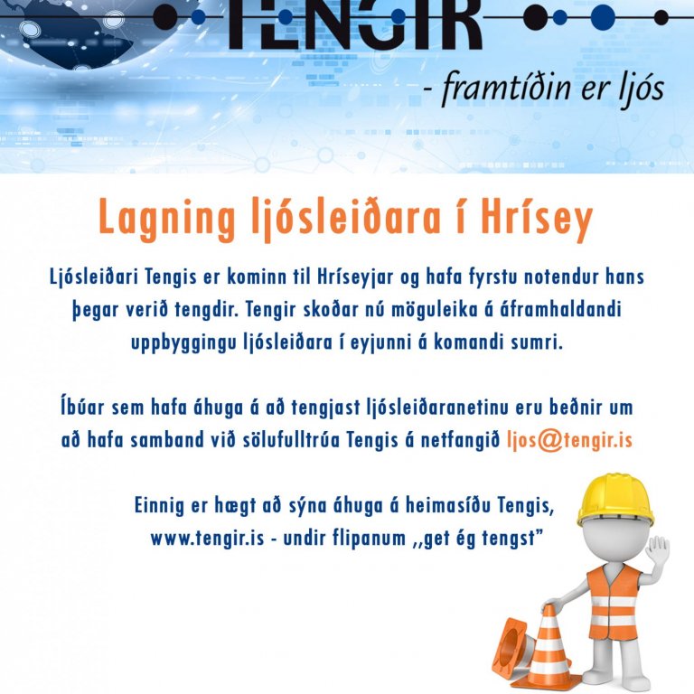 Lagning ljósleiðara í Hrísey