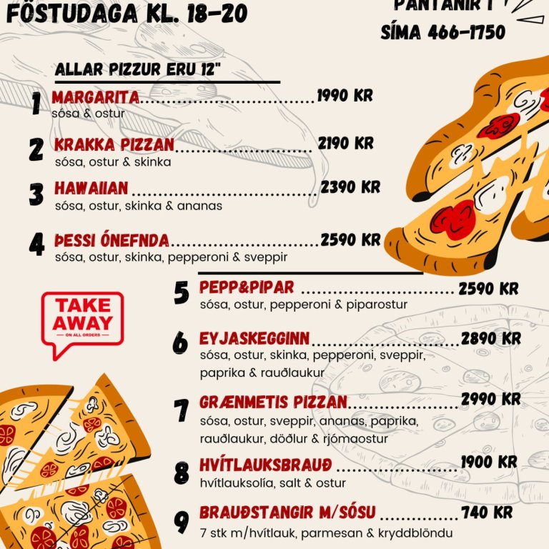 Pizzuseðill Hríseyjarbúðarinnar