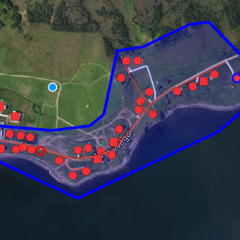 Blálitað svæðið verður án heita vatns um tíma í dag